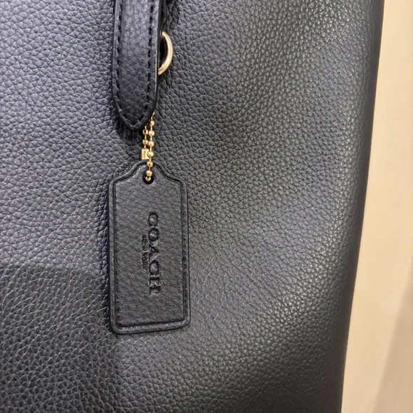 Coach Mollie Black and Red Leather Tote with Gold Accents & Key Chain - Picture 4 of 14